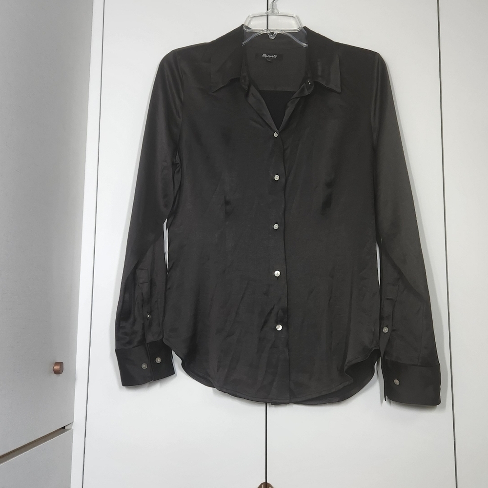 Madewell Darted Button Up Long Sleeve Shirt/Blouse Size 6 Black